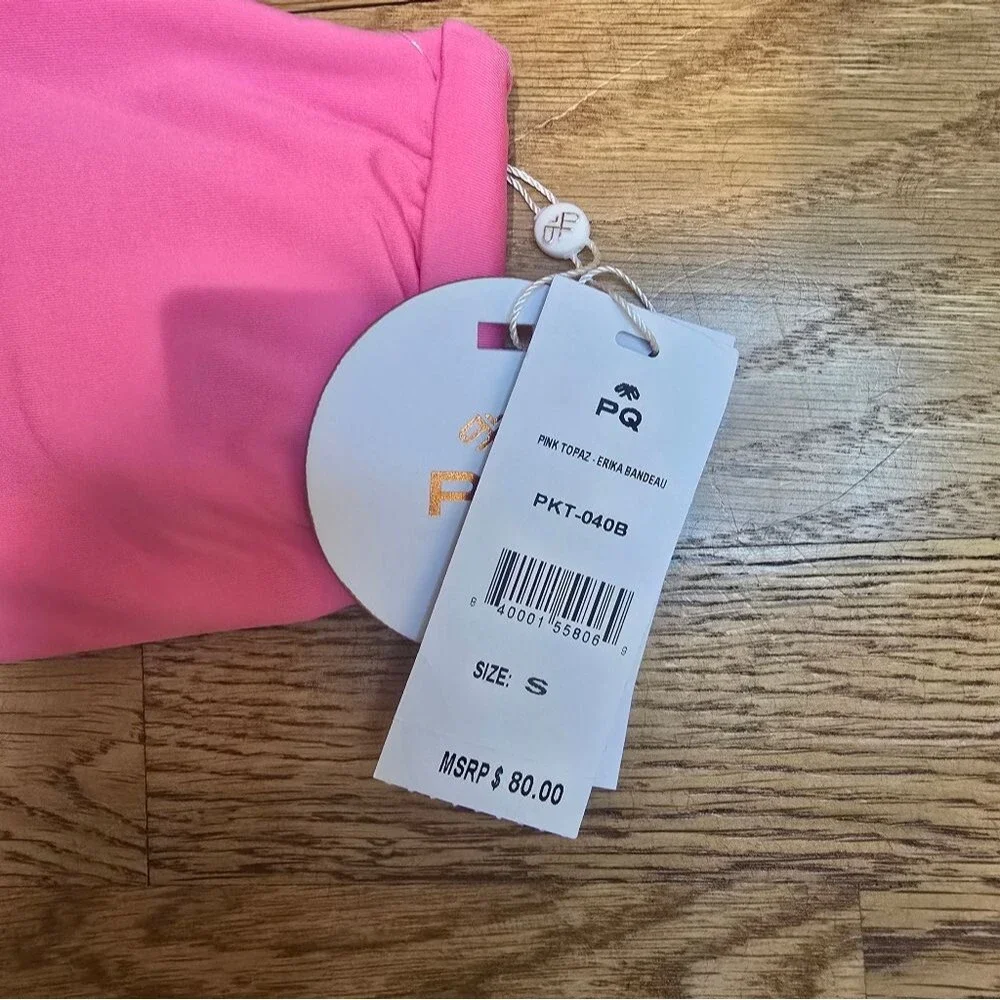 NWT PQ Swim Macrame Bandeau Top Isla Pink Bikini Sz S